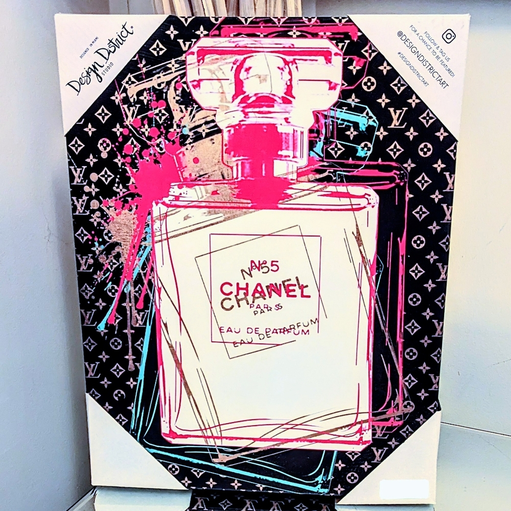 New Neon Perfume Chanel LV Wrapped Canvas Art Print